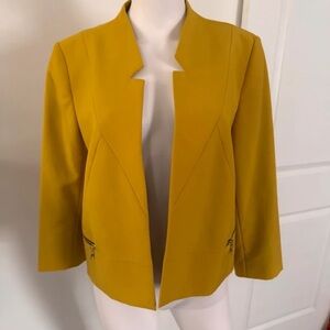 Tahari Yellow Open Front Blazer
